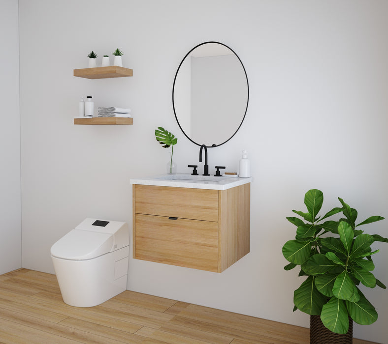 Weston 24" Slim Wall Mount White Oak Vanity