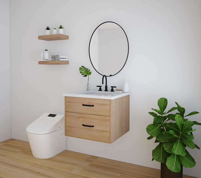 Weston 24" Slim Wall Mount White Oak Vanity