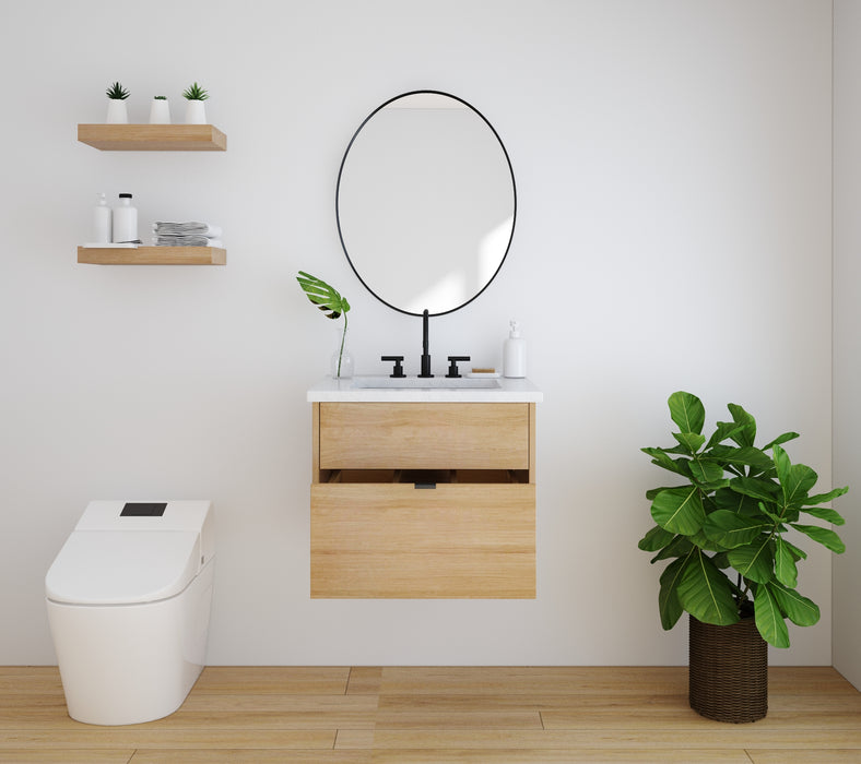 Weston 24" Slim Wall Mount White Oak Vanity