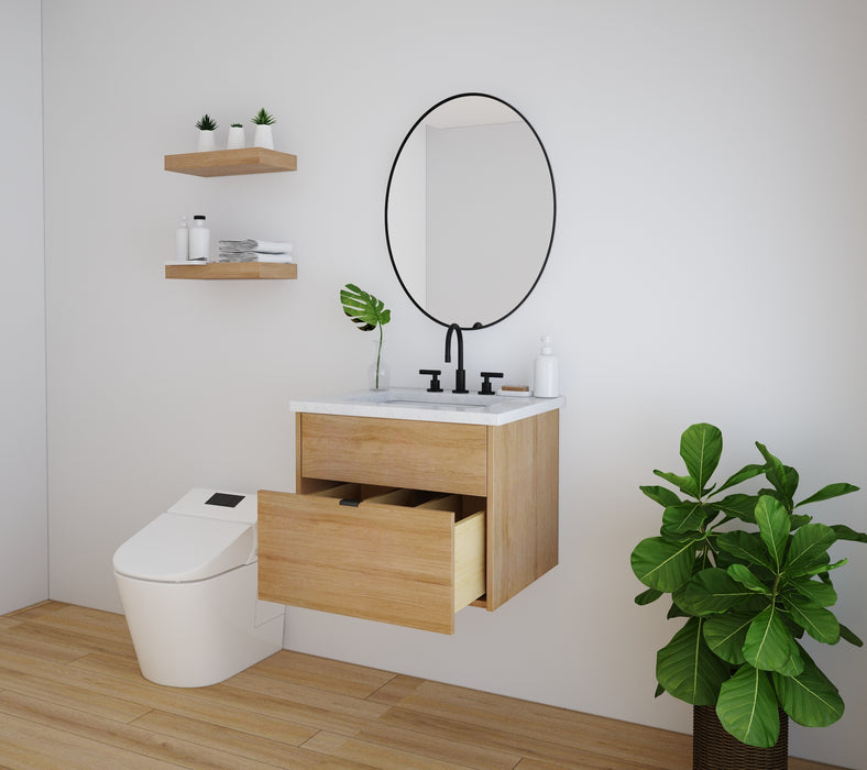 Weston 24" Slim Wall Mount White Oak Vanity