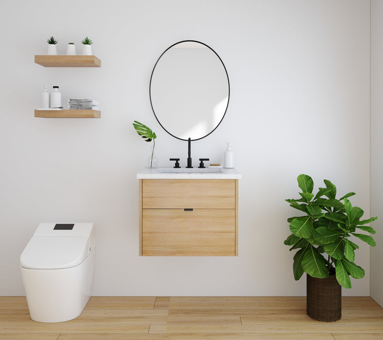 Weston 24" Slim Wall Mount White Oak Vanity